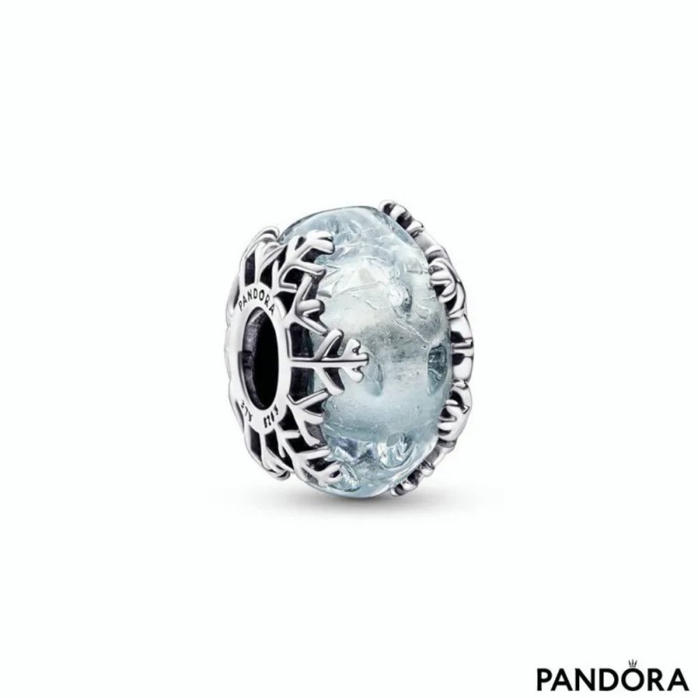 Pandora  Winter Blue Snowflake Murano Charm